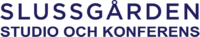 Logotyp för Slussgården Studio och konferens
